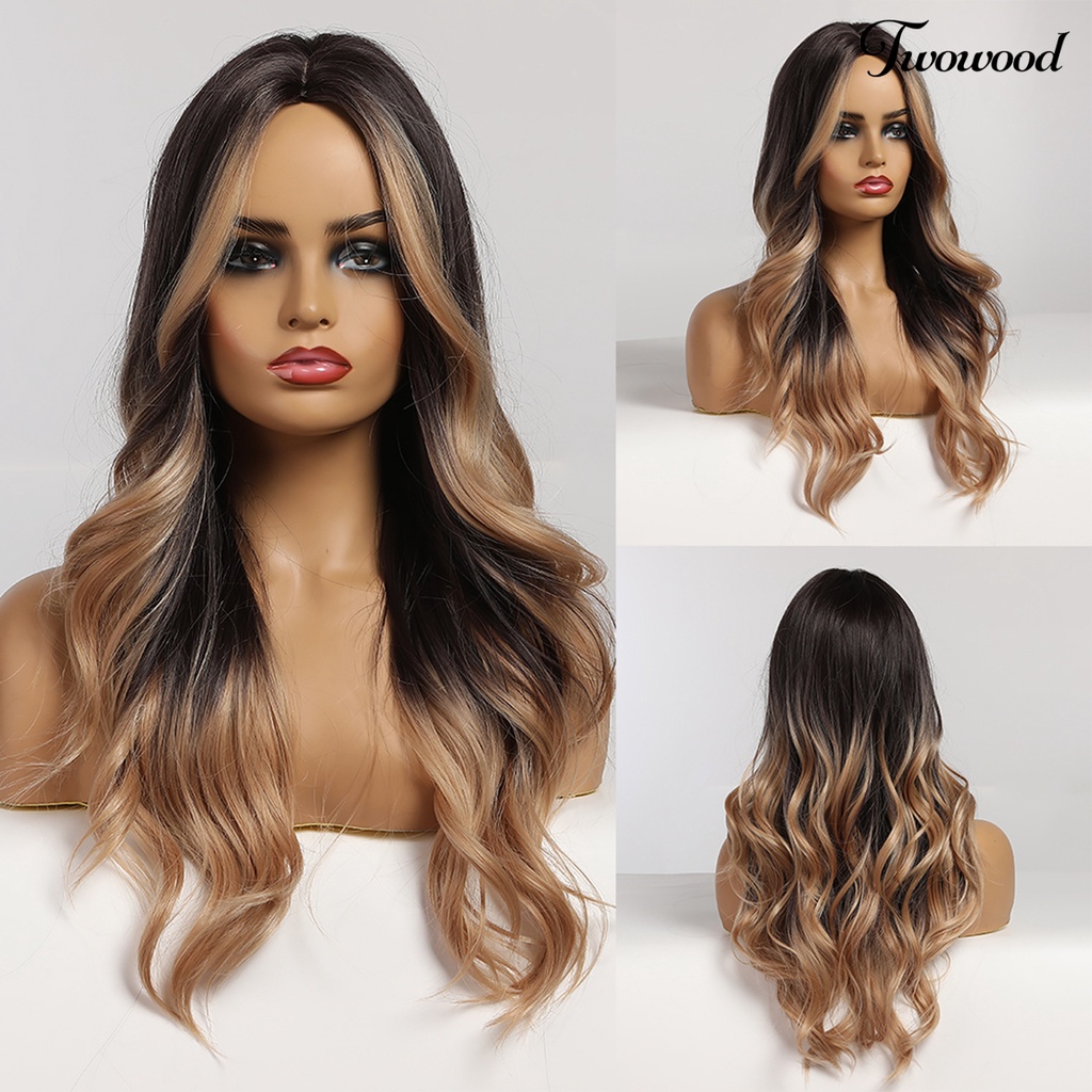 Twowood Wig Tahan Panas Perlengkapan Cosplay Wig Rambut Warna Coklat Serat Suhu Tinggi Untuk Wanita