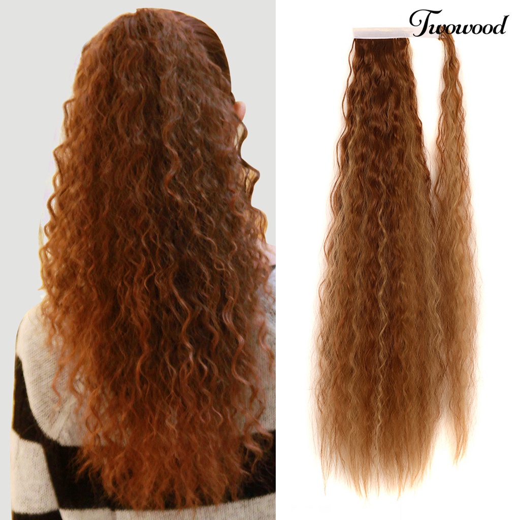 Twowood Curly Ponytail Mudah Dipakai Ponytail Keriting Jagung Panjang Hias Ringan Untuk Rumah