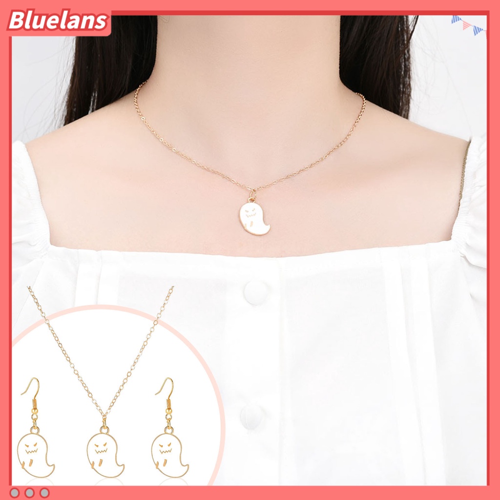 [BLS] 1set Set Perhiasan Pengantin Wanita High Gloss Bentuk Lucu Hypoallergenic Liontin Kalung Kait Anting Set Perhiasan Aksesori