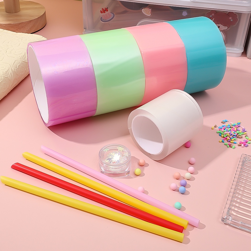 Diy Craft Manual Dekompresi Mainan Kneading Tape Meniup Gelembung Mainan PET Nano Bubble Tape Warna-Warni Glitter Gel Gelembung Reusable Traceless Tape Serbaguna Perekat Dua Sisi