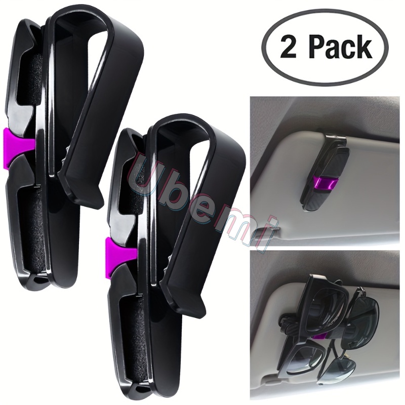 2pcs Tempat Kacamata Untuk Pelindung Matahari Mobil, Sunglasses Eyeglasses Mount Dengan Klip Kartu Tiket - Silver/Black