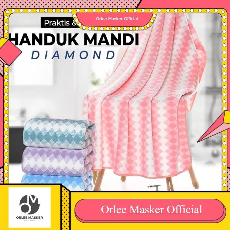 HANDUK MANDI DEWASA Microfiber Zigzag  70X140CM, Halus Sangat Menyerap Tidak Menyebabkan Alergi Motif Diamond Zigzag dan Sanur