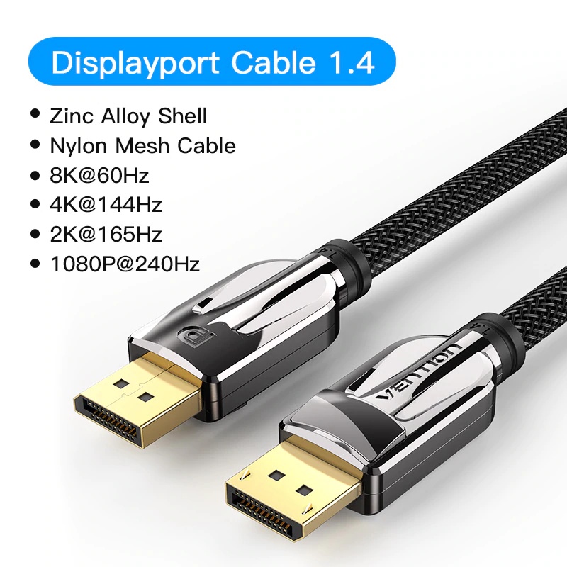 VENTION Kabel Display Port 1.4 Male to Male 4K 8K HDR Adaptive 2M