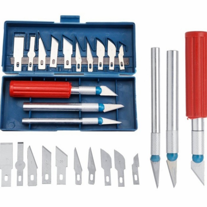 

Pisau Ukir Set 13 Pcs / Crafting Art Knife Cutter Pen Stiker Knife