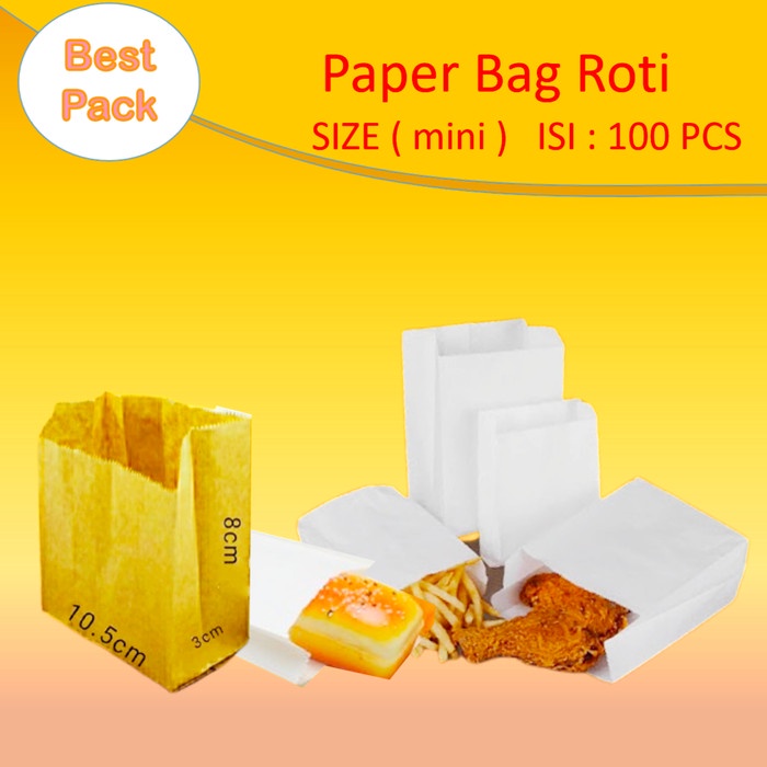 

[SC] paper bag mini / kantong kertas putih untuk roti, fried chicken,snack - Putih