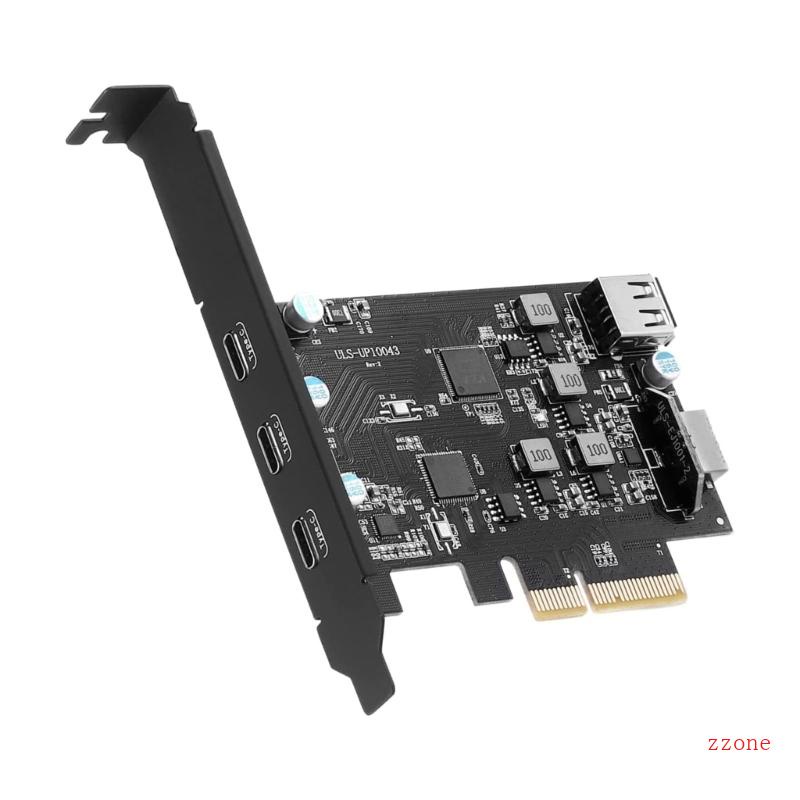 Zzz PCI-Express 4X Ke USB3 2gen Riser Adapter 20Gbps Kartu Ekspanding Transfer Cepat