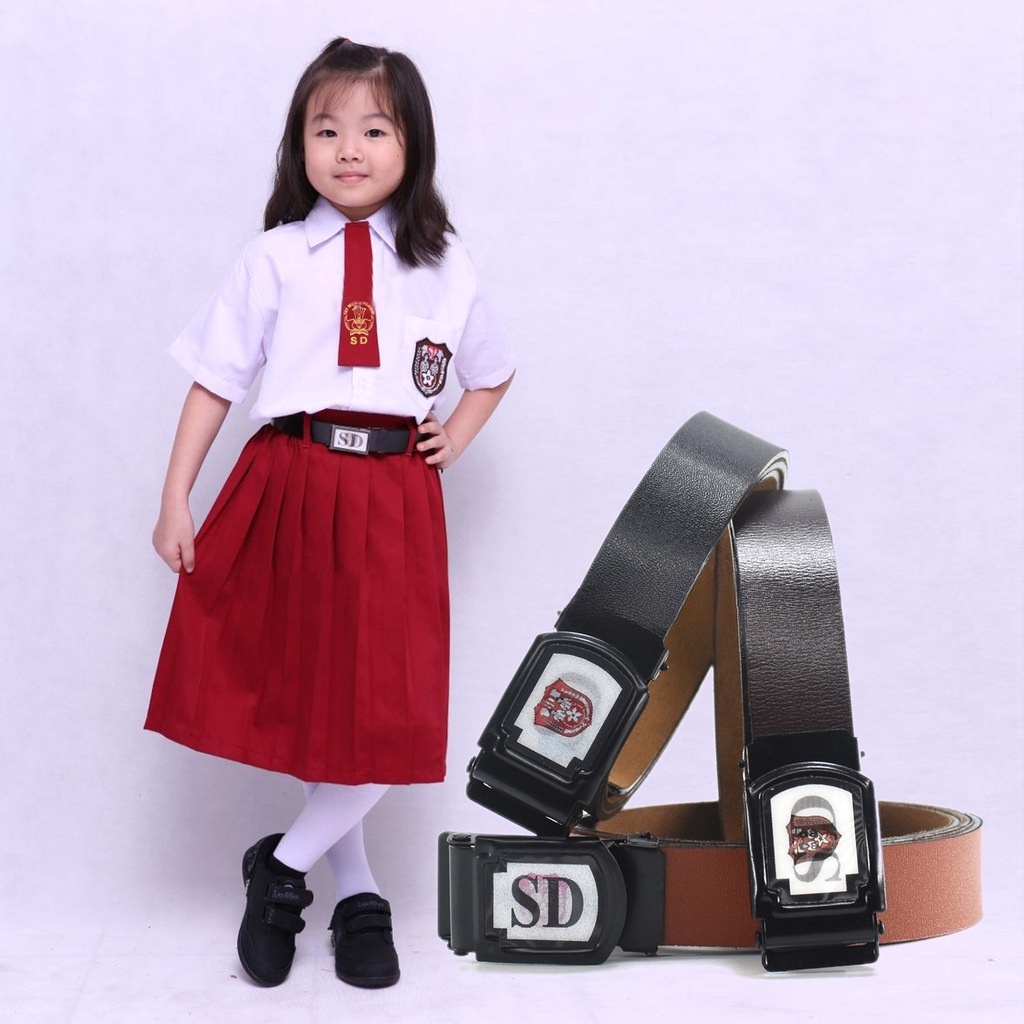 GROSIRJUJUR Atribut Sekolah Kaos Kaki Anak SD SMP SMA Dasi Topi Merah Putih Tali Pinggang Ikat Sabuk