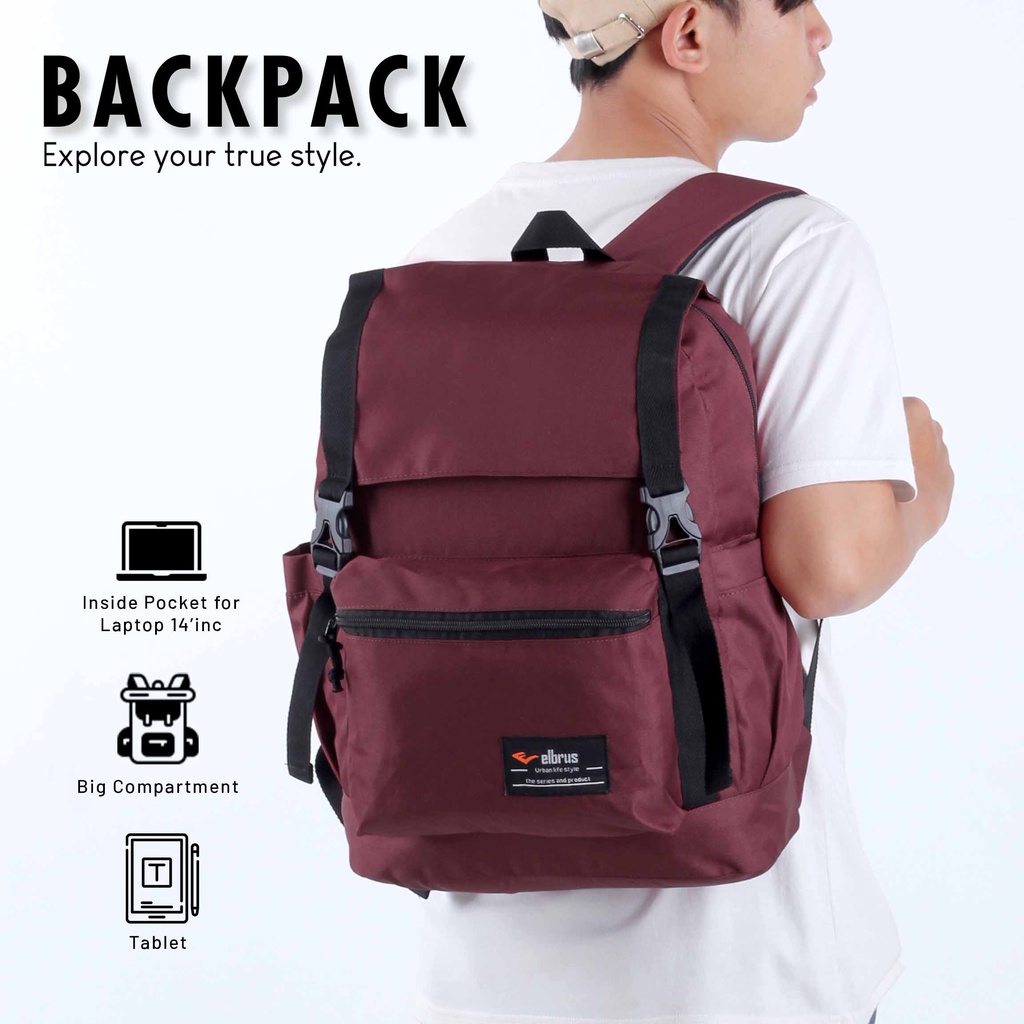 Tas Ransel Sekolah Kerja Elbrus Slot Laptop 14 Inch