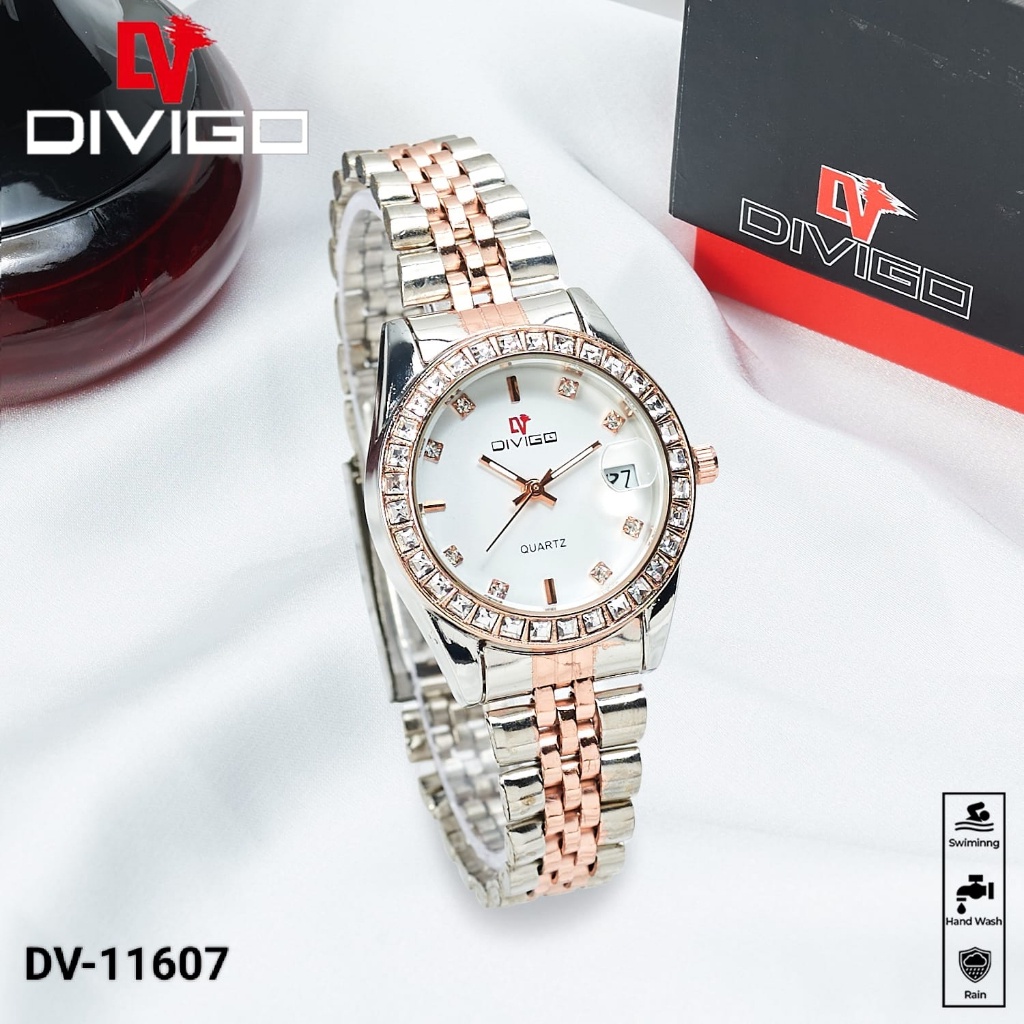 ORI Jam tangan Wanita Divigo Dv-11607 Rantai Permata Strab Staintless Steel Tahan Air