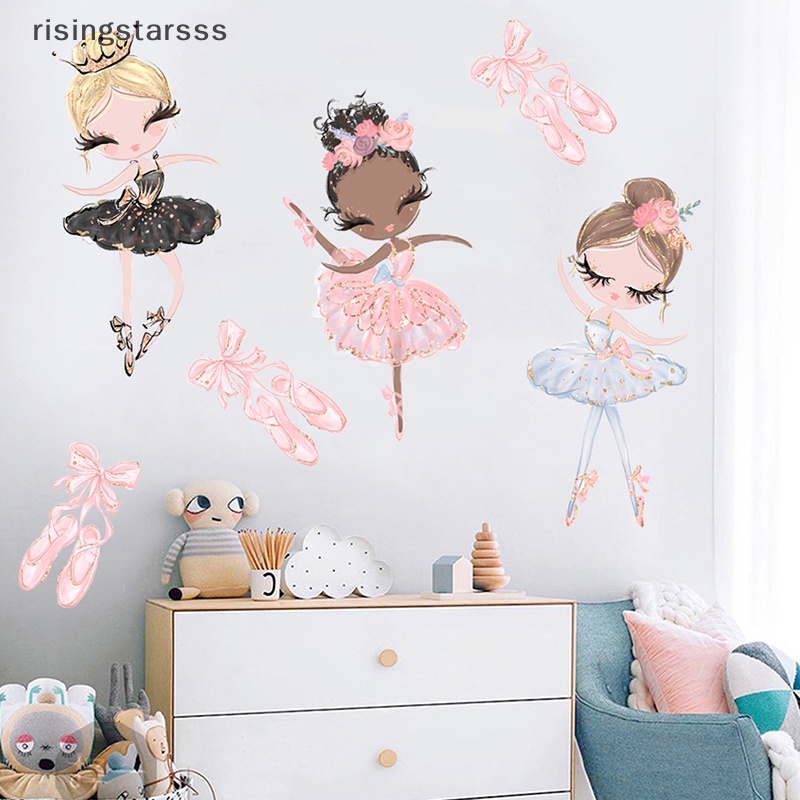 Rsid Span-new Balet Dancer Stiker Dinding Untuk Kamar Anak Kartun Gadis Stiker Dinding Dekorasi Ruang Tamu Kamar Tidur Latar Belakang Dekorasi Dinding Jelly