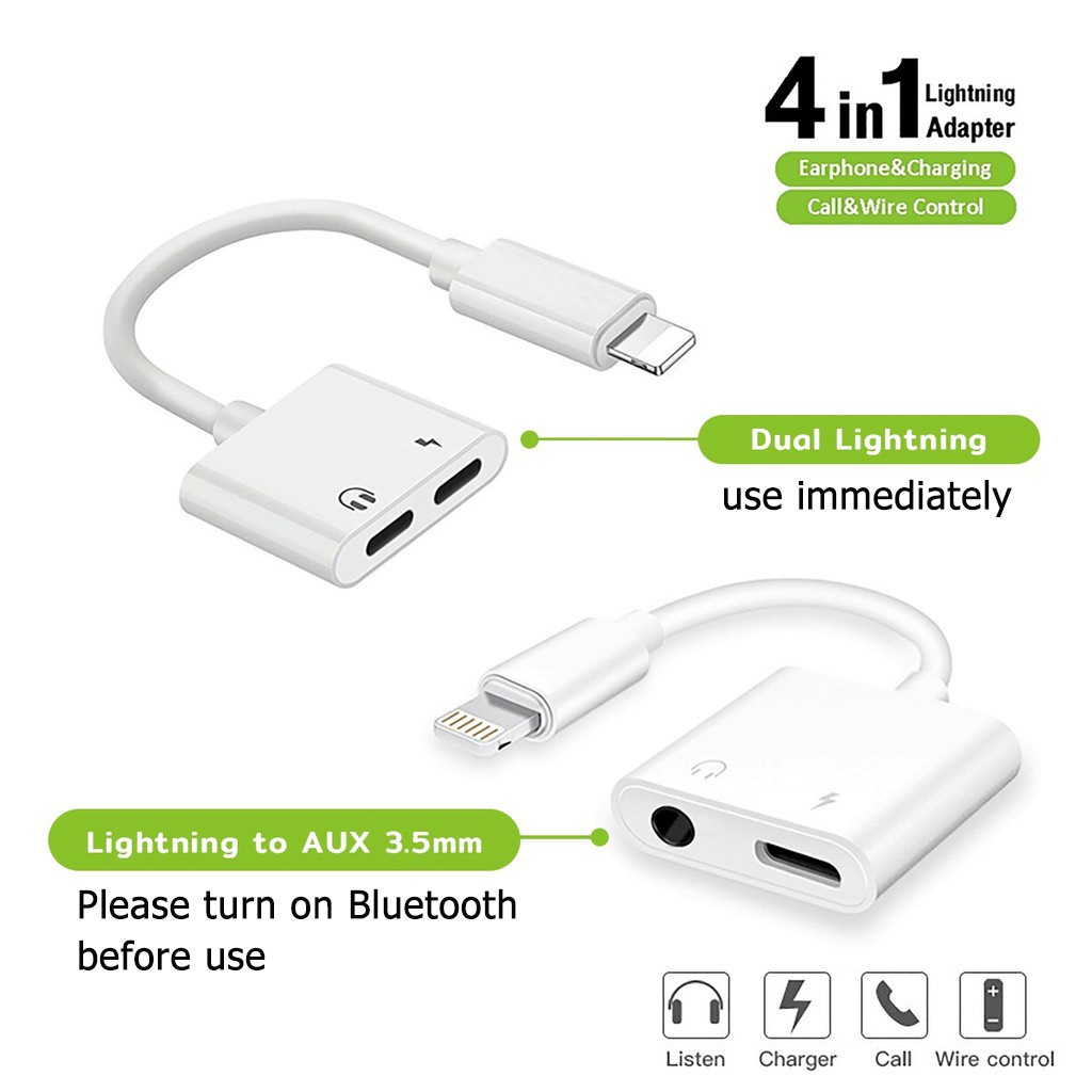 Kabel Audio Adapter Splitter Lightning Ke Aux 3.5mm Untuk Iphone 7 8 X Xr 11 Pro Xs Max