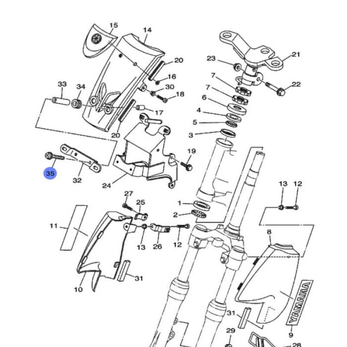 Baut Bracket Breket Dudukan Plat Nomor Depan Yamaha F1ZR FIZR F1Z FIZ R Force 1 Vega Crypton Original YGP 97607-06245