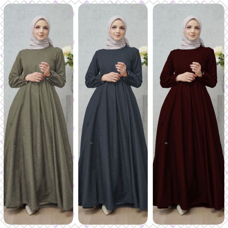 Gamis Damoza Fatima Navy Damoza Fatima Maroon Damoza Fatima Aloe Olive Marun NEW READY STOK