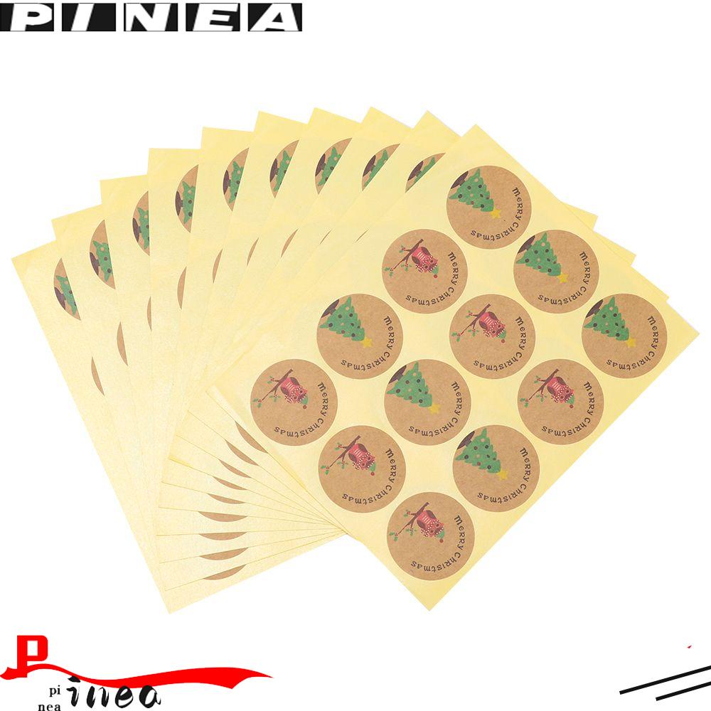 Nanas 60 /120 pcs Stiker Natal Hadiah Kraft Kreatif Candy Tag Dekorasi Kue Desain DIY Kemasan Segel