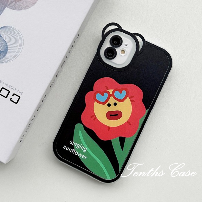 Kompatibel Untuk Iphone14 13 12 11 Pro Max X XR Xs Max8 7 6 6s Plus Se2020Layar Penuh Impish Flower Bear Ear Soft Clear Cover