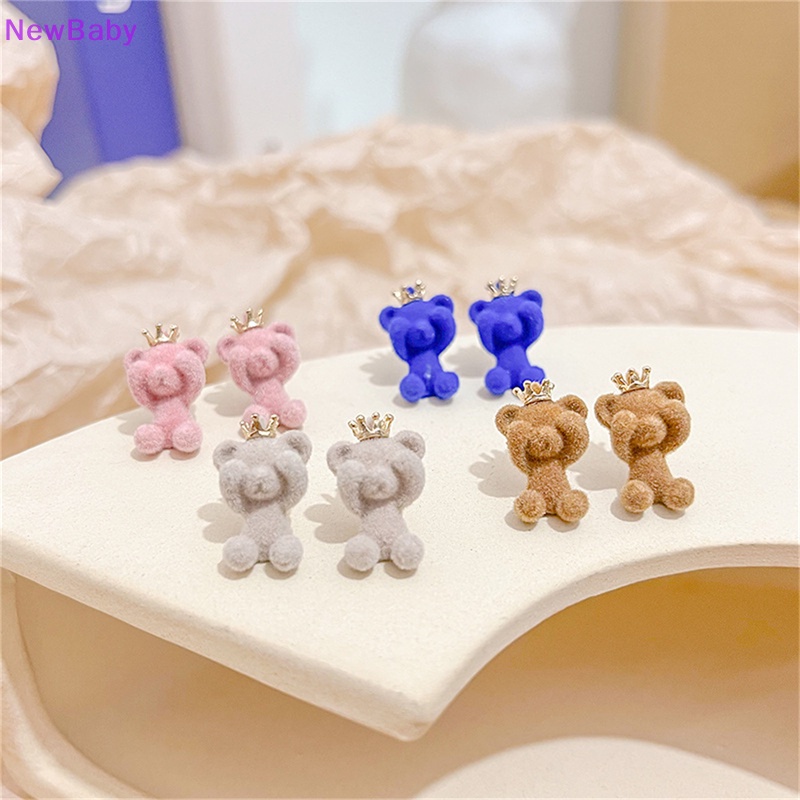 Newbaby Lucu Berkelompok Beruang Mewah Pejantan Anting-Anting Gadis Kawaii Hewan Anting Perhiasan Hadiah Pesta ID