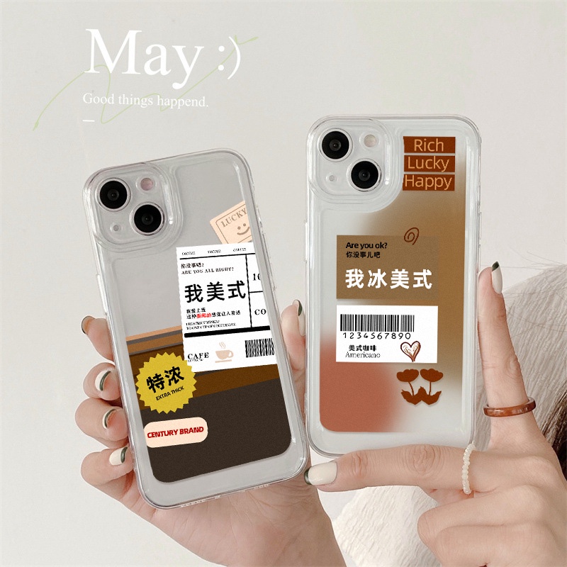 Coffee Americano Case Untuk Oppo A16 A16K A16E A11K A11X A5S A12 A12S A3S A5 A8 A9 A57 A54 A53 A52 A15 A17 A17K A36 A37 A93 A96 A92 A72 A73 A74 A76 A77 Akrilik Space TPU Back Cover