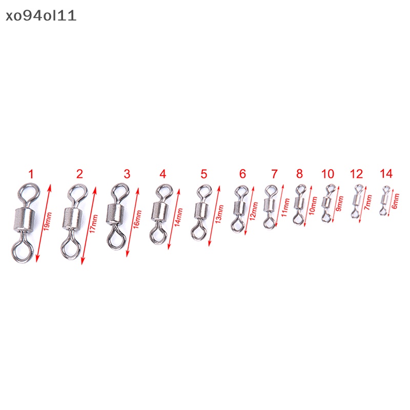 Xo 50PCS Barel Pancing Bearing Rolling Swivel Solid Ring Lures Konektor 11ukuran  Ol