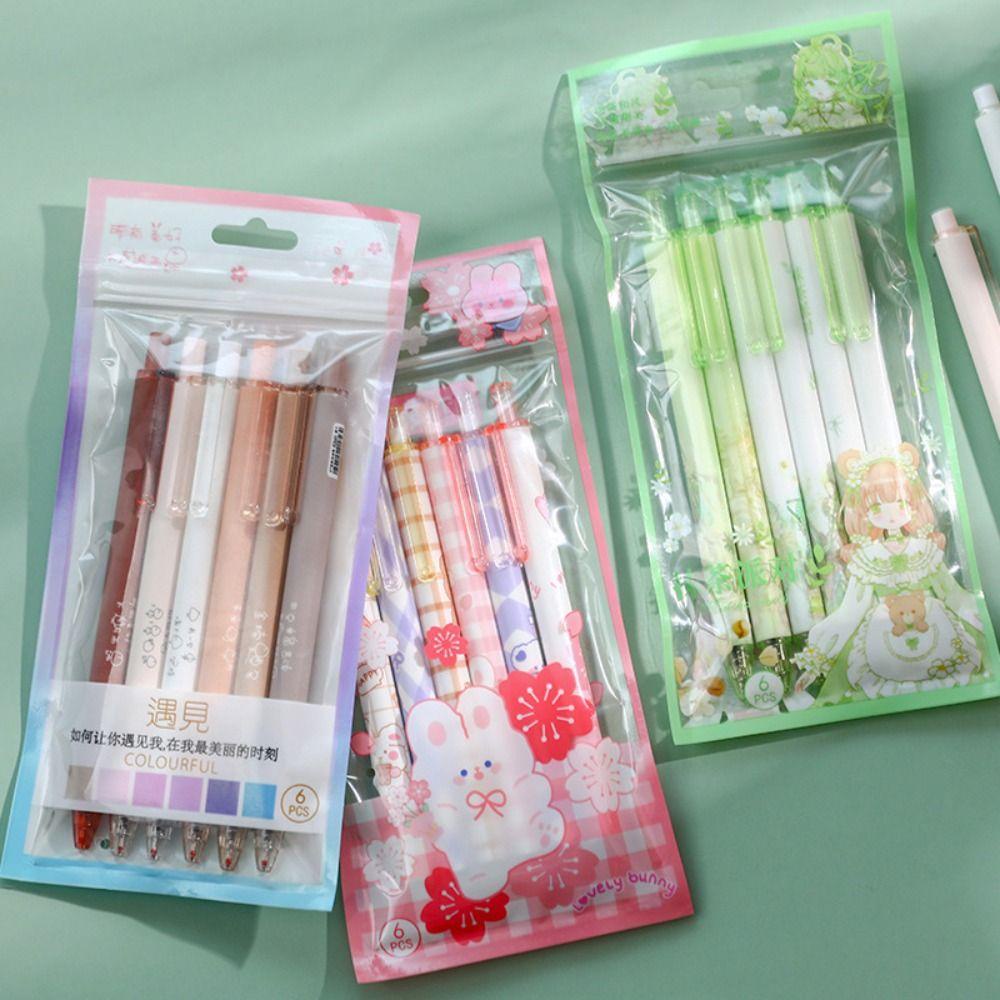 Mxbeauty Press Gel Pen Korea ST Nib 6pcs /Set 0.5mm Bolpoin Untuk Alat Tulis