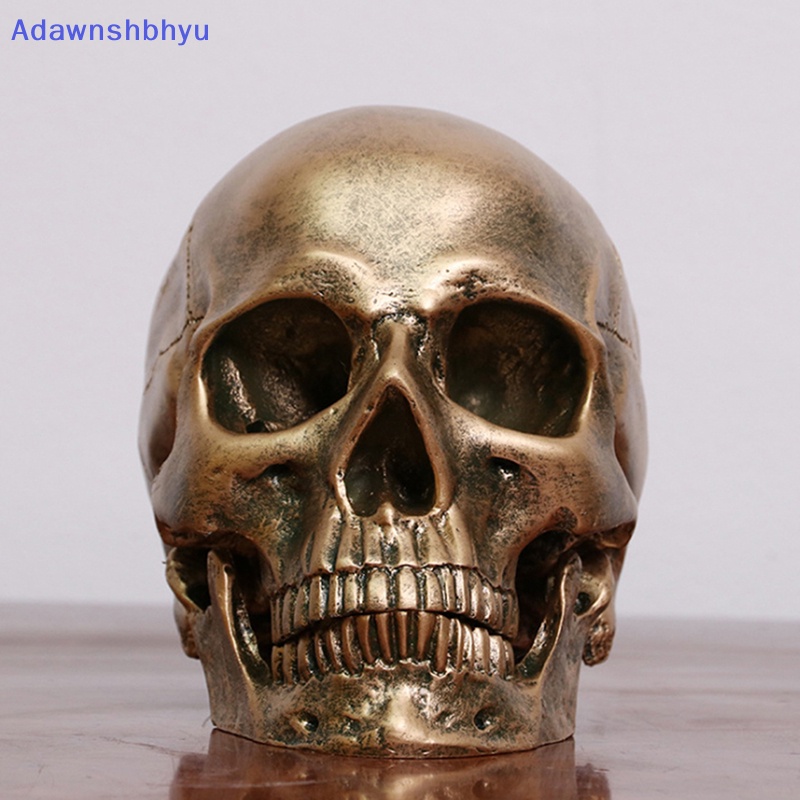 Adhyu Patung Resin Bronze Manusia Model Tengkorak Halloween Realistis 1:1 Decor ID