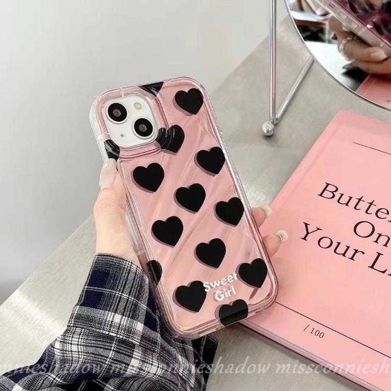 Case Kartu Laser Kreatif Kompatibel Untuk IPhone 7Plus XR 12 14 13 11 Pro MAX 6 6S 8 7 Plus X XS MAX 8Plus SE 2020 3D Stereo Kerut Romantis Mewah Dazzle Warna Cinta Hati Case