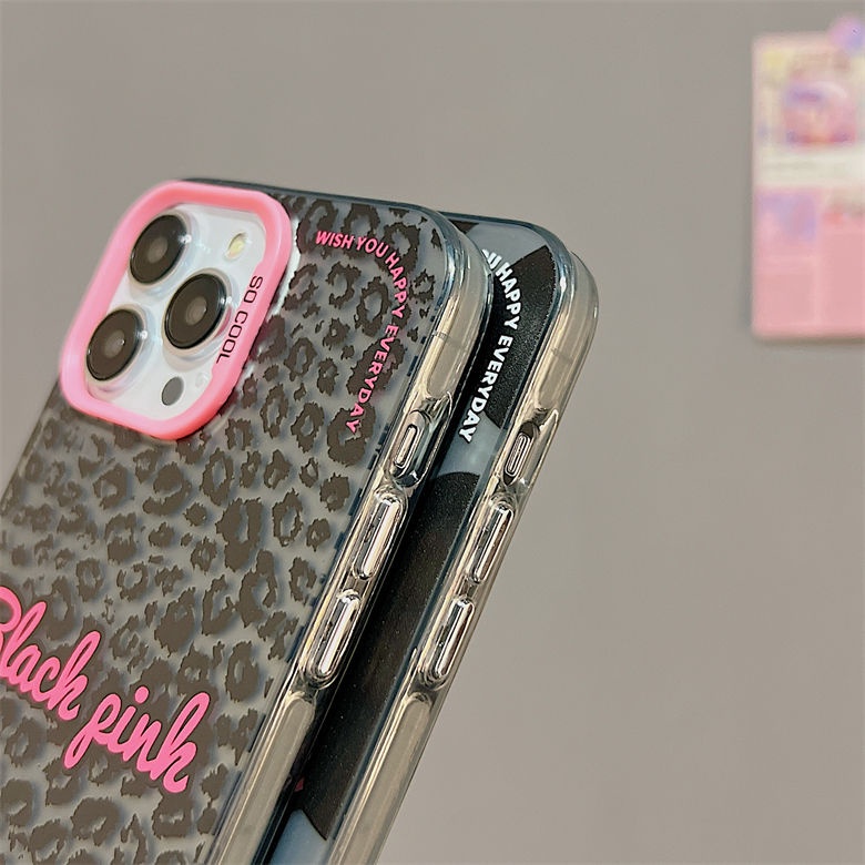 IPHONE Casing Ponsel Desain Berwarna Double Layer Print Leopard Layar Penuh Minimal Kompatibel Dengan Iphone12 13 14 11 Pro Max Vvrrt