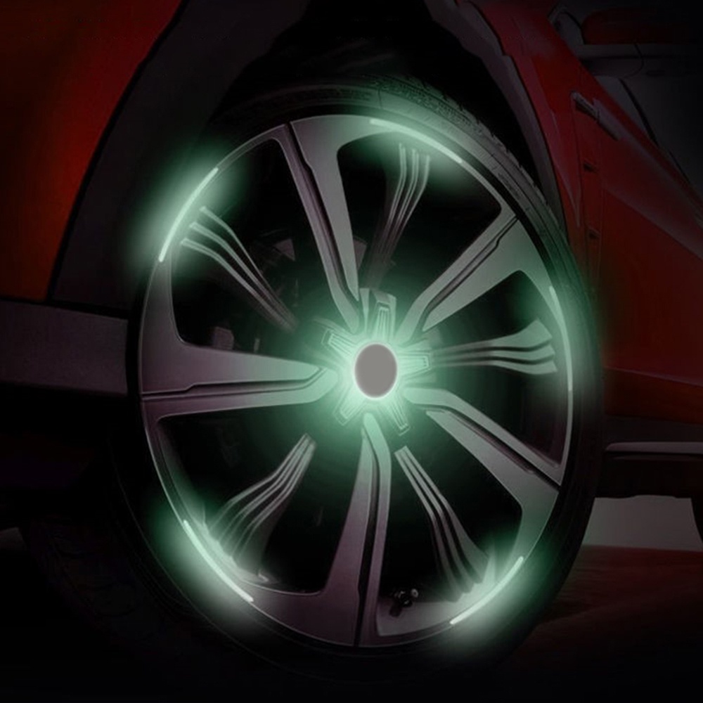 [Fitur] 20pcs Colorful Luminous Tire Rim Decal Stickers High Reflektif Tape Hub Roda Mobil Strip Reflektif Keamanan Malam Mengemudi Tape Peringatan Untuk Motor Sepeda