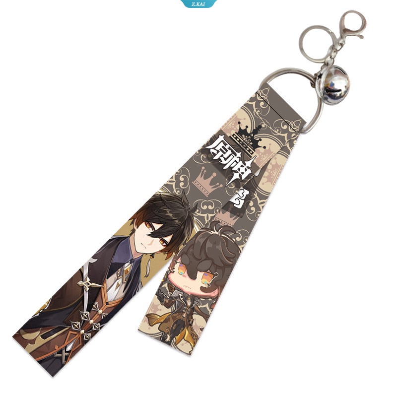 Genshin Impact Wander-Scaramouche Kamisato Ayaka Klee Nahida Ganyu Kartun Anime Lanyard Bell Key Aksesoris Gantungan Kunci Siswa [ZK]