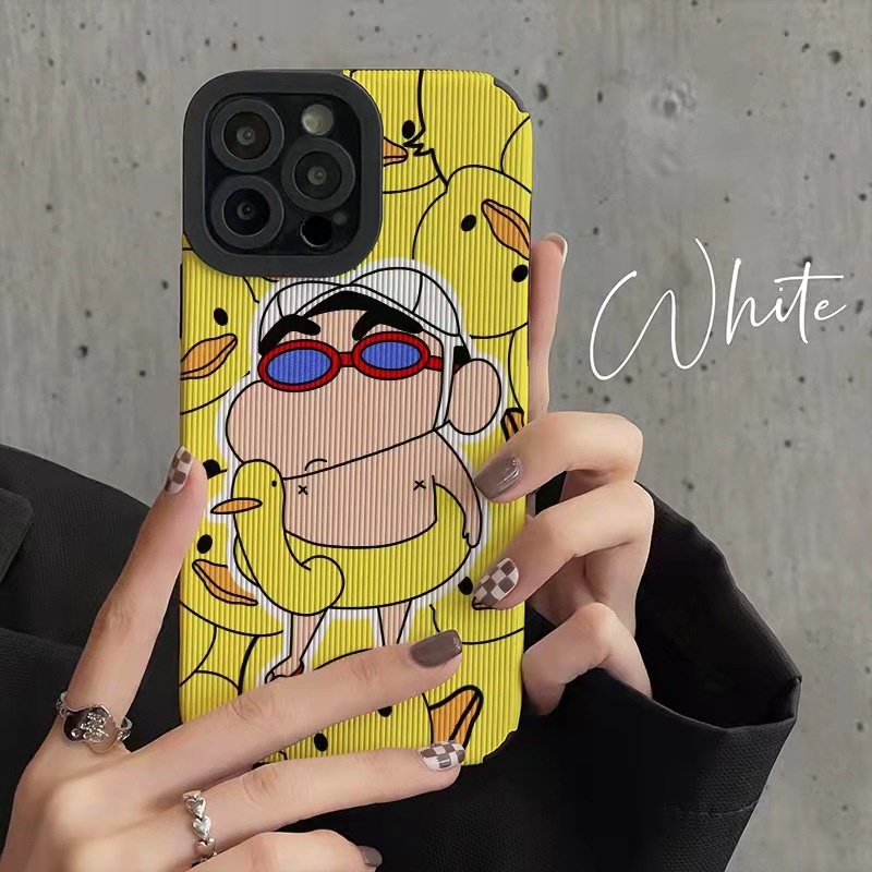 【Lamb Skin】SoftCase for IPhone 6S 7 Plus 8 Plus X XS XR XS Max 11 13 12 14 PRO Max 14 Plus 12 13 MINI Phone Case Cute Yellow Crayon Shin-chan