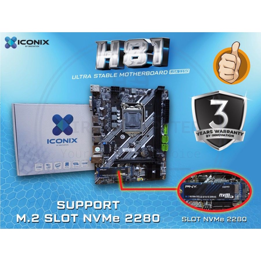 Motherboard Iconix H81 DA1 Intel LGA 1150 Slot NVME