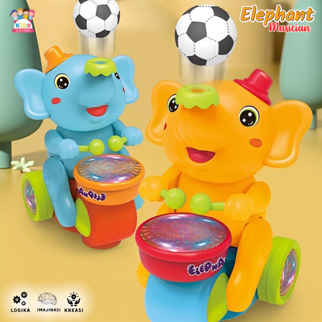 Gajah Bump &amp; Go Bola Terbang | Mainan Edukasi Anak 1-2-3 Tahun Elephant B/O | Kado Ulang Tahun Anak Laki Laki Perempuan