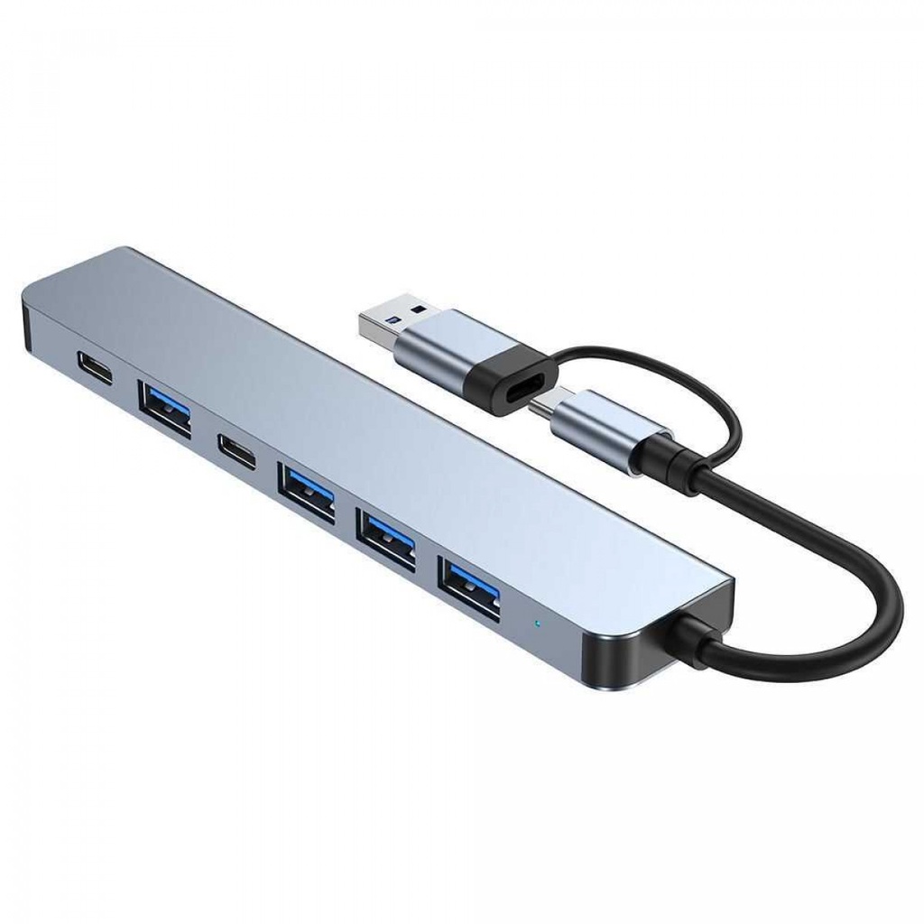 USB Hub Type C Adapter 7 Port in 1 USB 3.0 USB 2.0 PD 5W Plug and Play