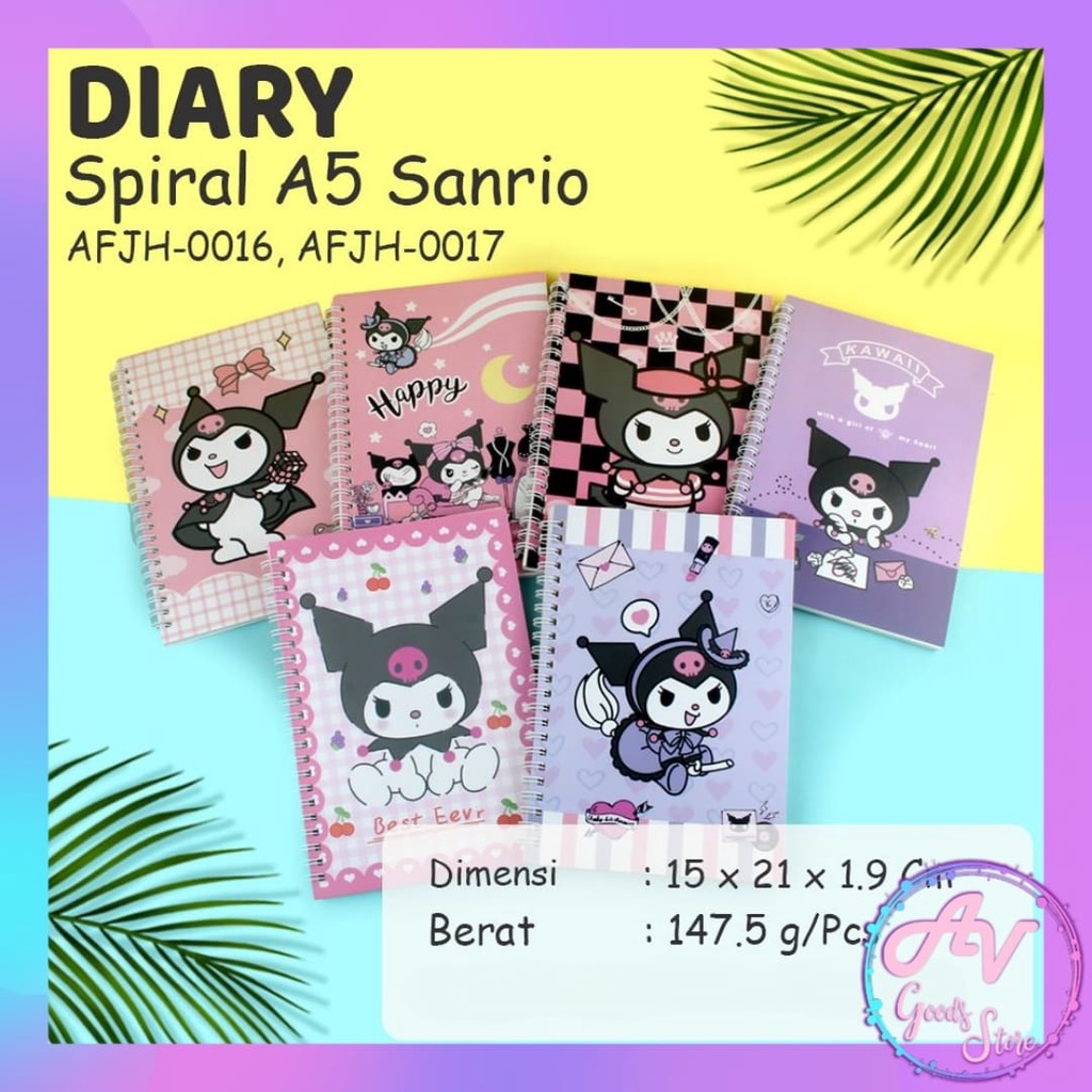 

Notebook Spiral A5 KUROMI 58lembar 0016 / Diary Spiral Karakter Sanrio A5 0017