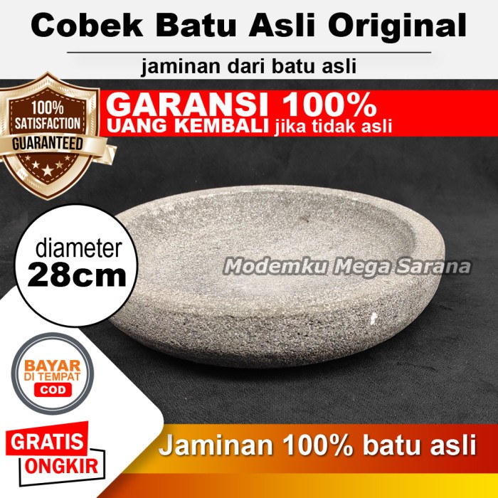 Cobek Batu Asli Original Cowek Coek Coet Cowet - 28 cm