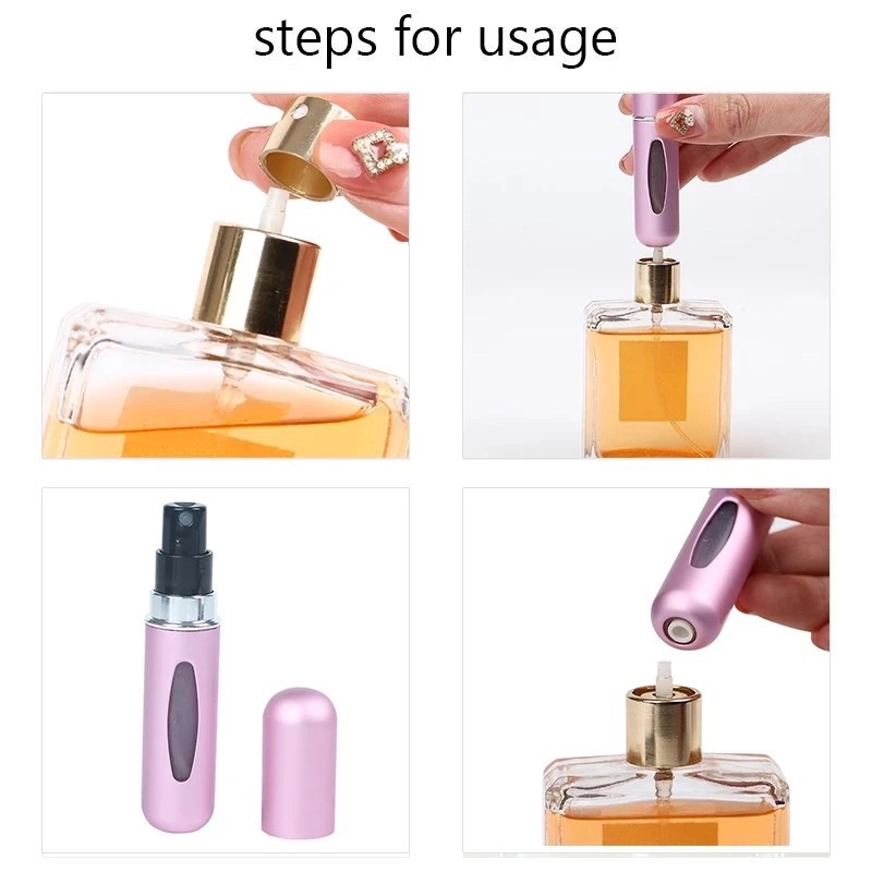 Botol Parfum Refill isi ulang Bottle Parfume Glossy Travel Warna Hitam Silver Pink Gold Blue DIVA STORE
