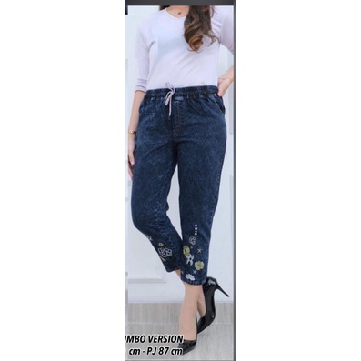 CELANA BORDIR JEANS ZAHIRA FLOWYA PANTS WANITA REMAJA TERBARU ORIGINAL JINS DENIM KEKINIAN HITS KOREAN STYLE