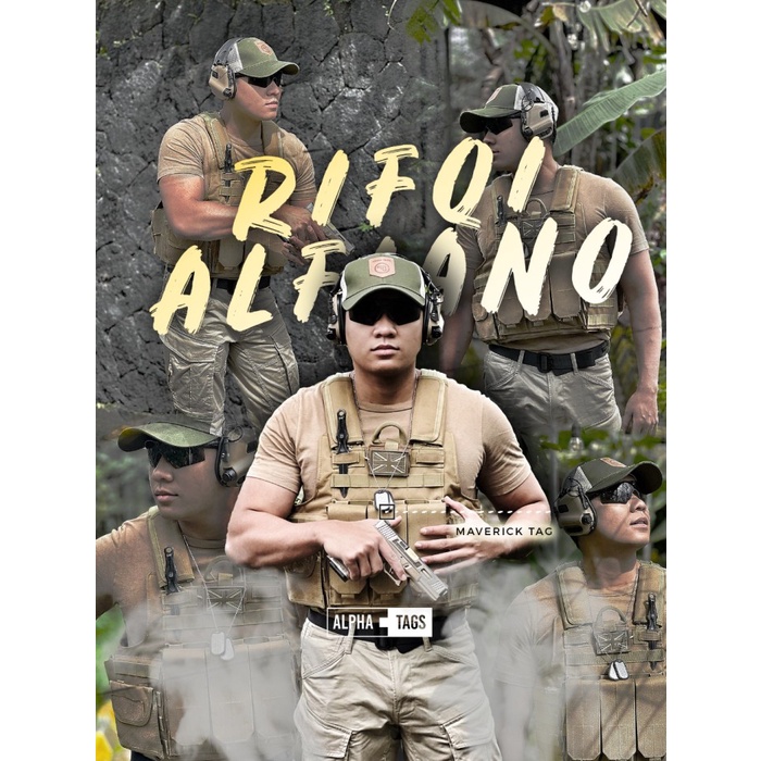 Kalung pria dog tag kalung/TNI tentara Army custom polisi Alpha tag - 2 Karet saja