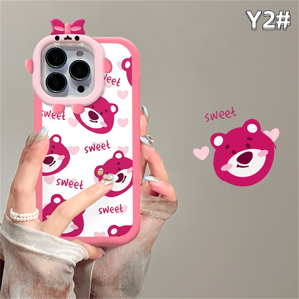 Case Beruang Strawberry Redmi Note12 4G Note 12 Pro Poco C40 Note 11 Pro Note 11S 10C 10A 10 9 9C 9A 9T 9 Note10 5G 10s Note9 Note8 Poco X3 NFC M3 Cute Manyo Phone Case Cover