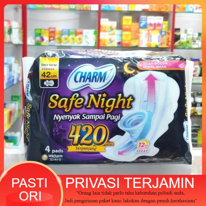 charm safe night 42 cm isi 4 pembalut charm 42cm