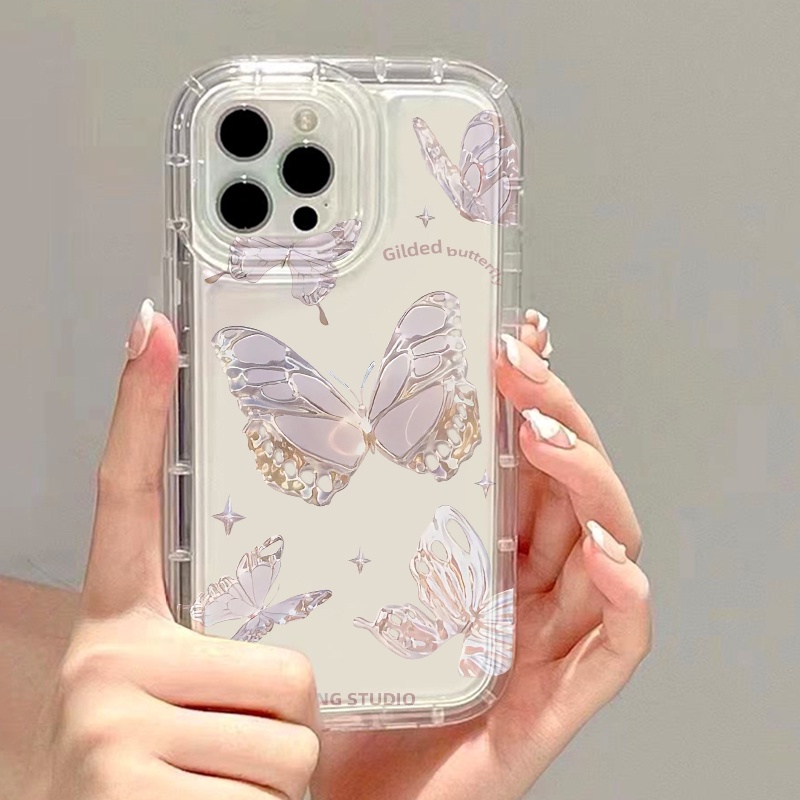 IPHONE Fantasy Casing Ponsel Kupu-Kupu Kompatibel Untuk Iphone7Plus8Plus6Plus11 14 13 12 Pro MAX XR X XS MAX SE Airbag Shockproof Cover