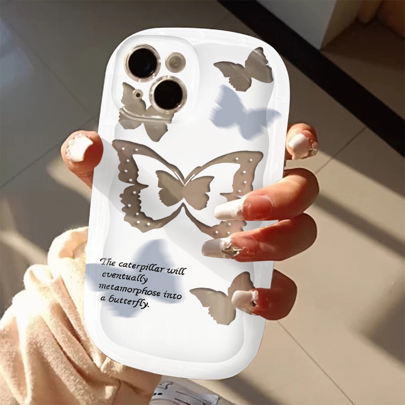 IPHONE Butterfly Soft Case Kompatibel Untuk Iphone14 13 12 11 Pro Max XS X Xr8 +7 Plus Silikon Transparan TPU Shockproof Casing Phone Cover Cell Precticer