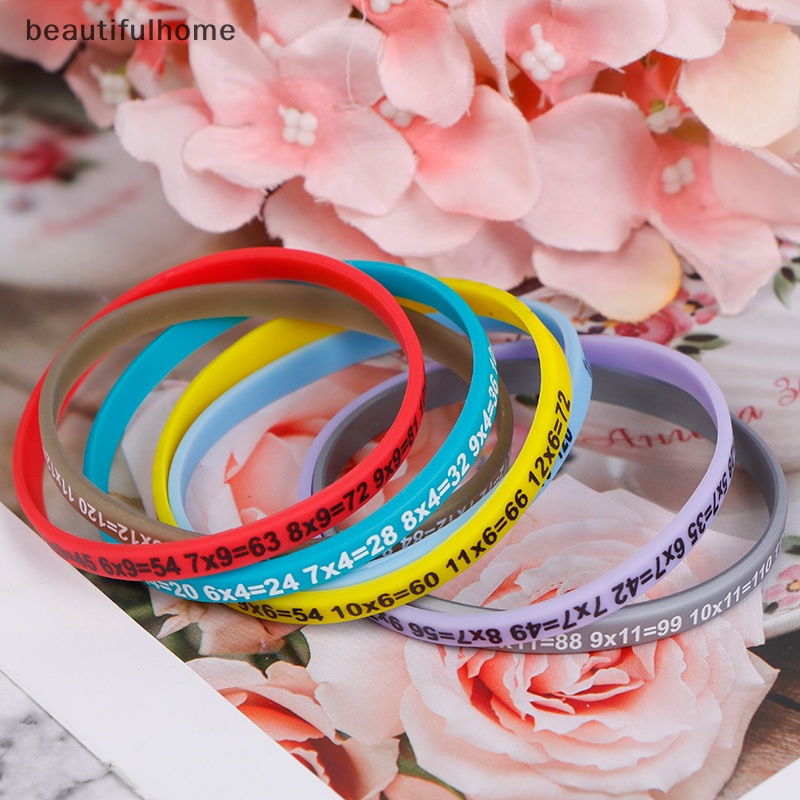 {beautifulhome} 12pcs /Set Tabel Perkalian Gelang Silikon Belajar Edukasi Matematika Untuk Anak-Anak.