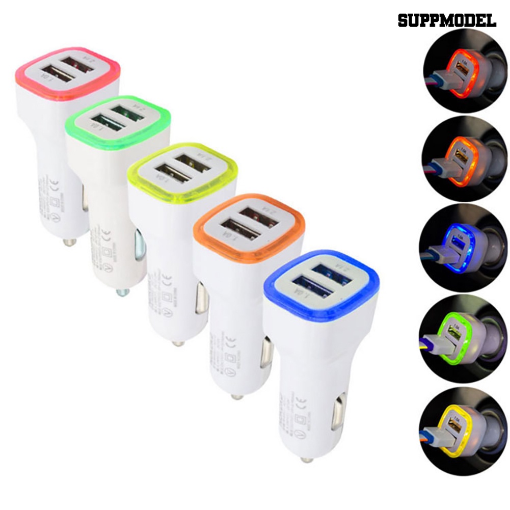 [SM]Universal Lampu LED Portable Ring Quick Charge Dual USB Port Adaptor Charger Mobil