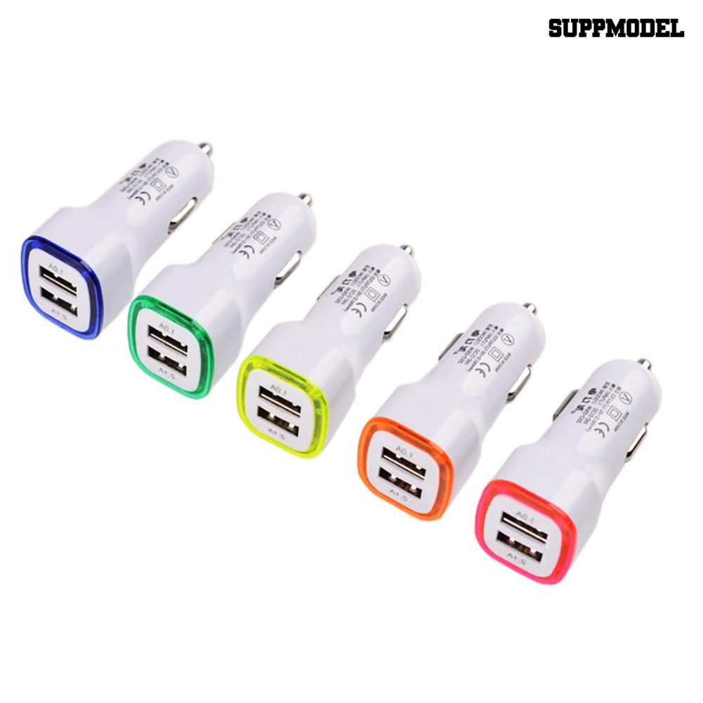 [SM]Universal Lampu LED Portable Ring Quick Charge Dual USB Port Adaptor Charger Mobil