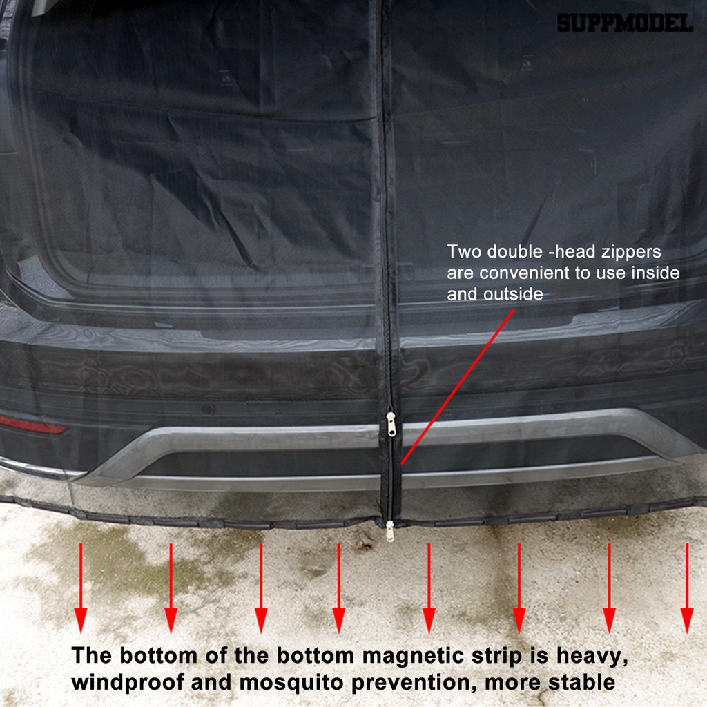 [SM]Jendela Layar Anti Nyamuk Mobil Dengan Resleting Ganda Perlindungan Matahari Insulasi Panas Reusable ic Curtain Rear Trunk Screen Window