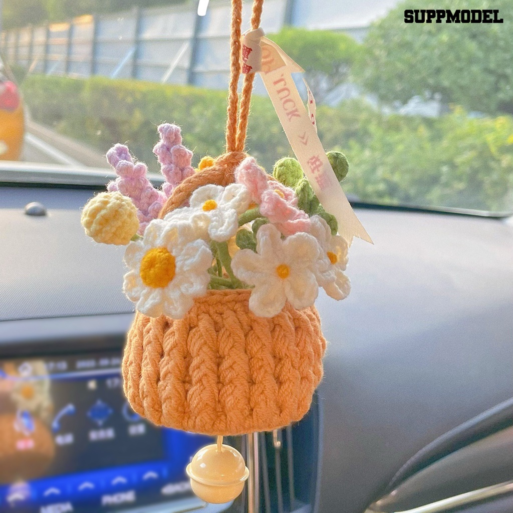 [SM]Crafted Floral Car Pendant Rose Sunflower Basket Charm Untuk Mobil Dekorasi Rumah Kantor Hadiah Yang Sempurna