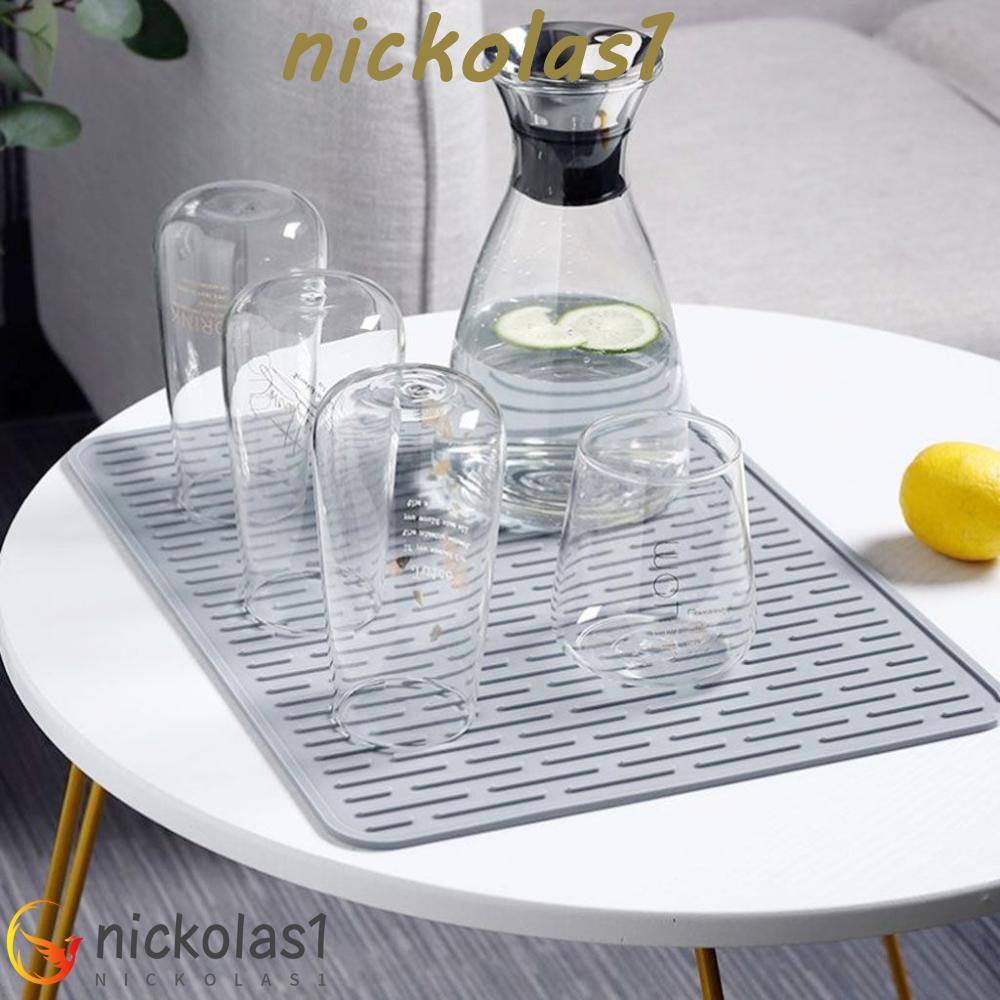 Nickolas1 Alas Pengering Silikon Persegi Untuk Counter Tahan Panas Tahan Lama Draining Dish Mat