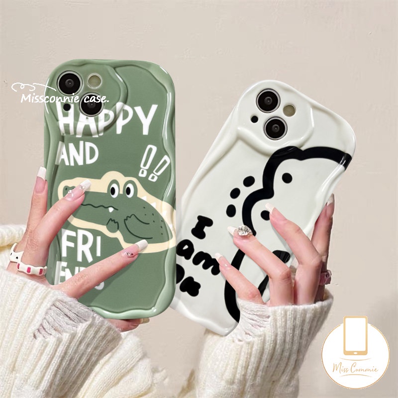 Case Pasangan Tepi Melengkung Bergelombang 3D Untuk Realme C35 C55 C21Y C53 C15 C11 C25Y 5i 9i 7i 5 6i 5s C12 C3 C3 C21 C17 C20 C31 C25s C25 C30 C20A C3 Kartun Lucu Crocodile Dinosaurus Soft Cover