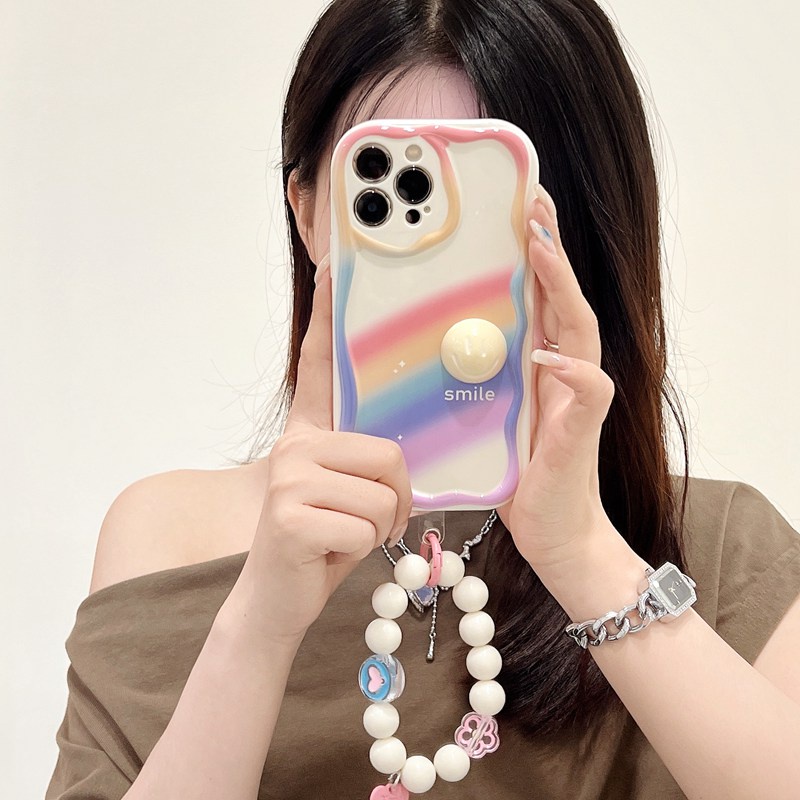 3D Mike White Hand Made Diy Smile Rainbow Soft Case iPhone 11 12 13 14 Pro Max New Apple for women girls Gift Bracelet