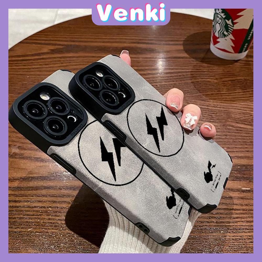 VENKI - Untuk iPhone 11 Case Leather Pupil Suede Cover Soft Shockproof Case Camera Gray Simple Lightning Kompatibel dengan iPhone 14 13 Pro max 12 Pro max xr xs 7Plus 8Plus